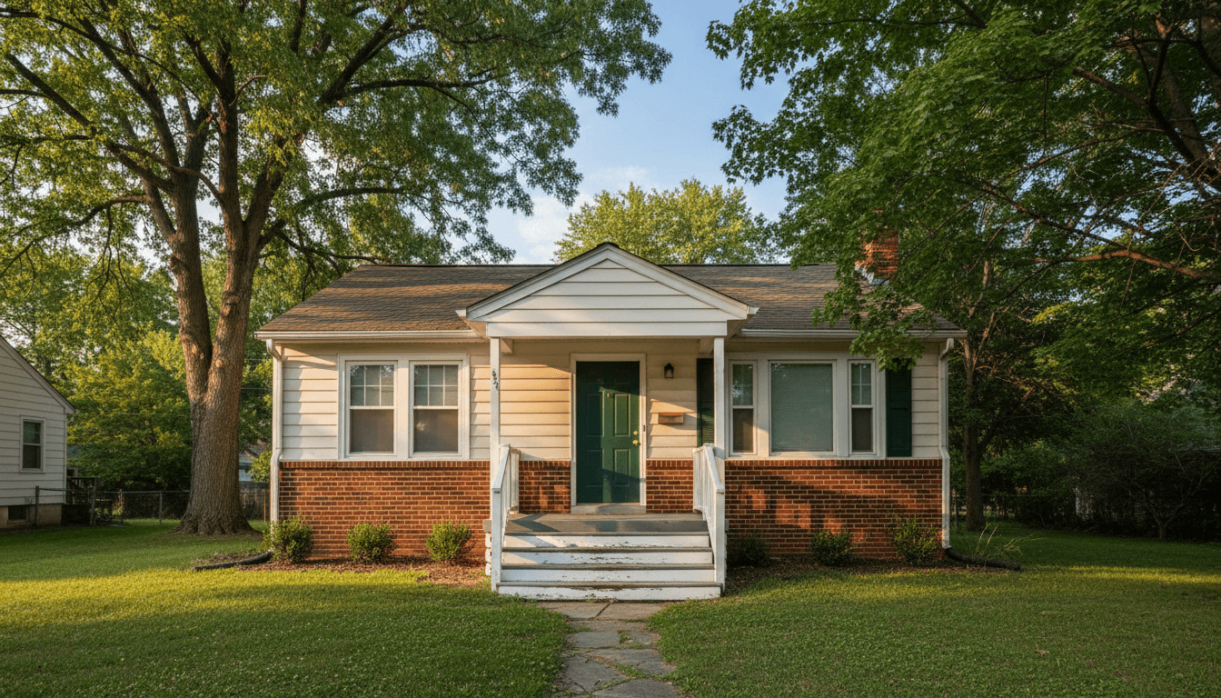 Exterior of a single-family home in Ohio with a front porch and lawn
